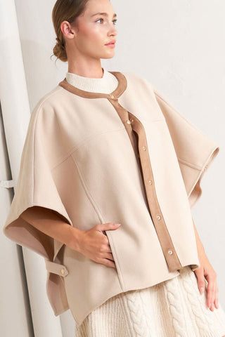TIMELESS ELEGANCE WOVEN FELT CAPELET in - TOPS photo