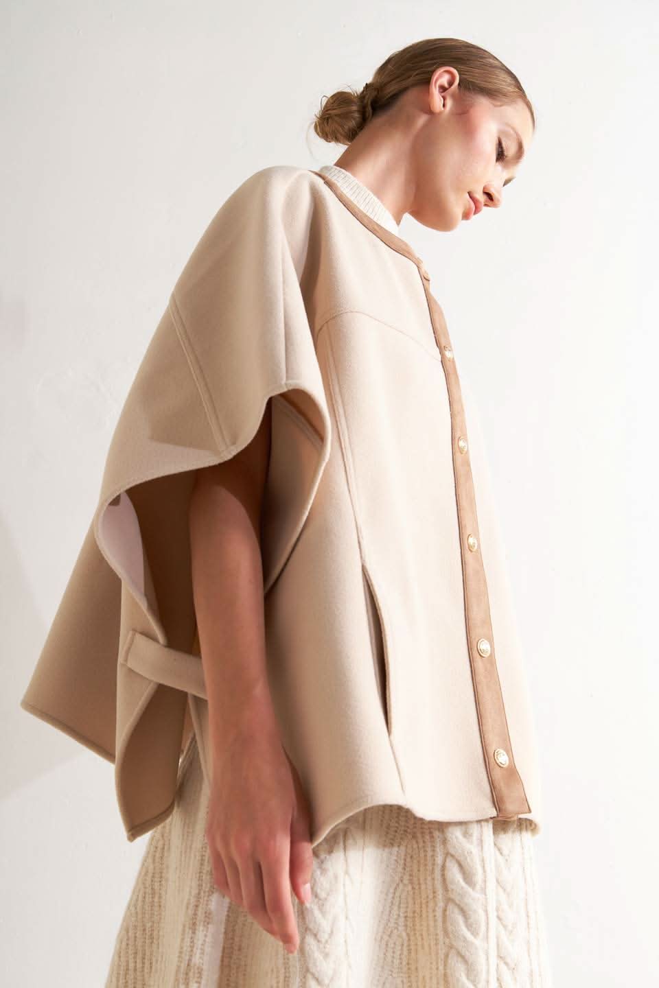 TIMELESS ELEGANCE WOVEN FELT CAPELET in - TOPS photo