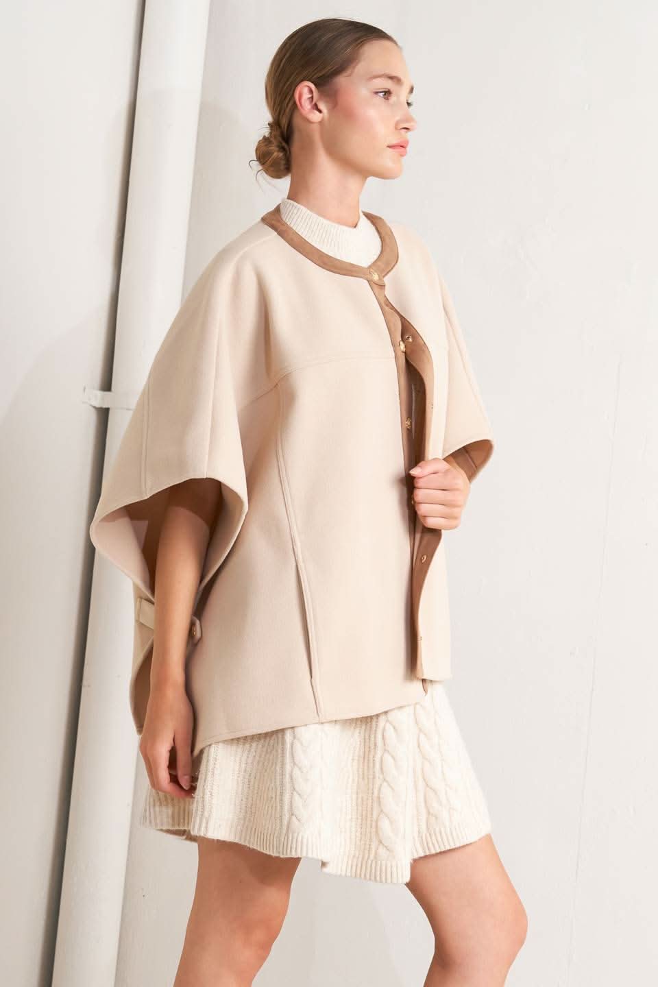 TIMELESS ELEGANCE WOVEN FELT CAPELET in - TOPS photo