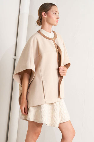 TIMELESS ELEGANCE WOVEN FELT CAPELET in - TOPS photo