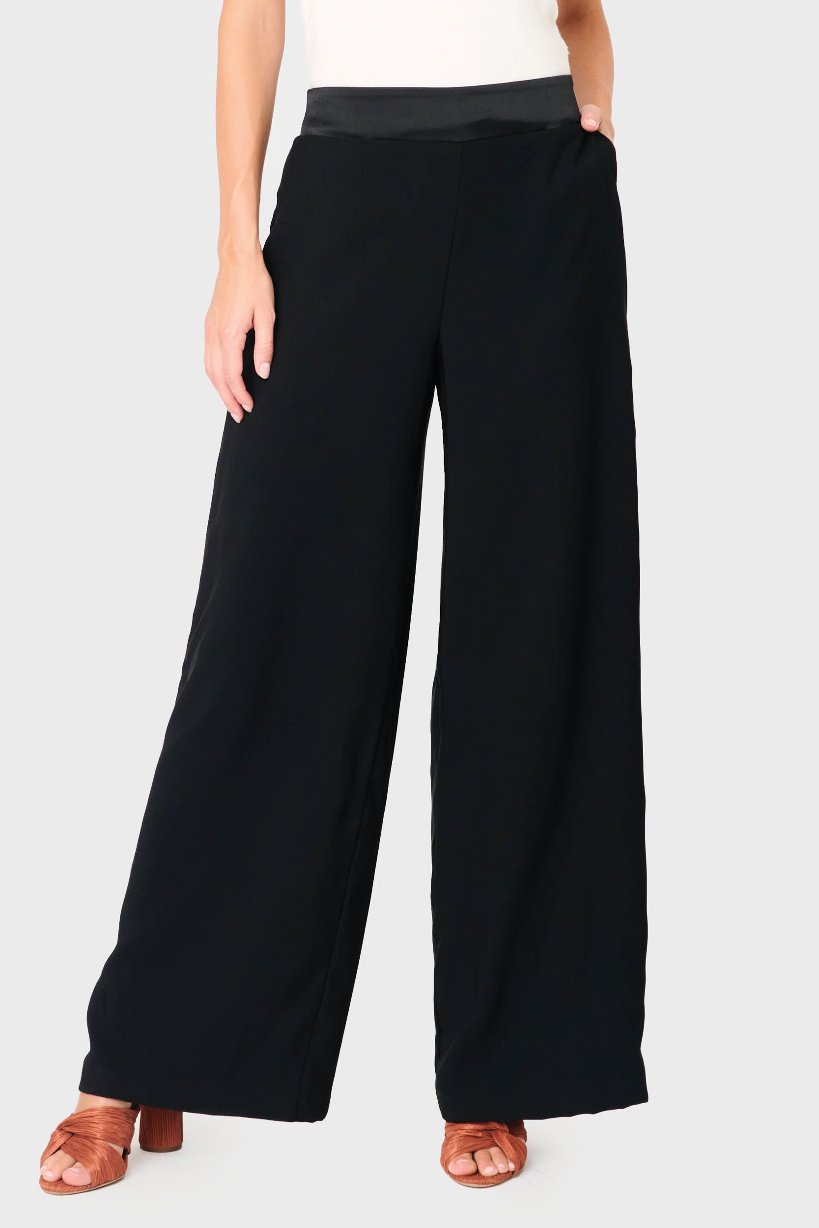 Solstice Satin Trim Pant in Black - 30, PANTS, 354 photo