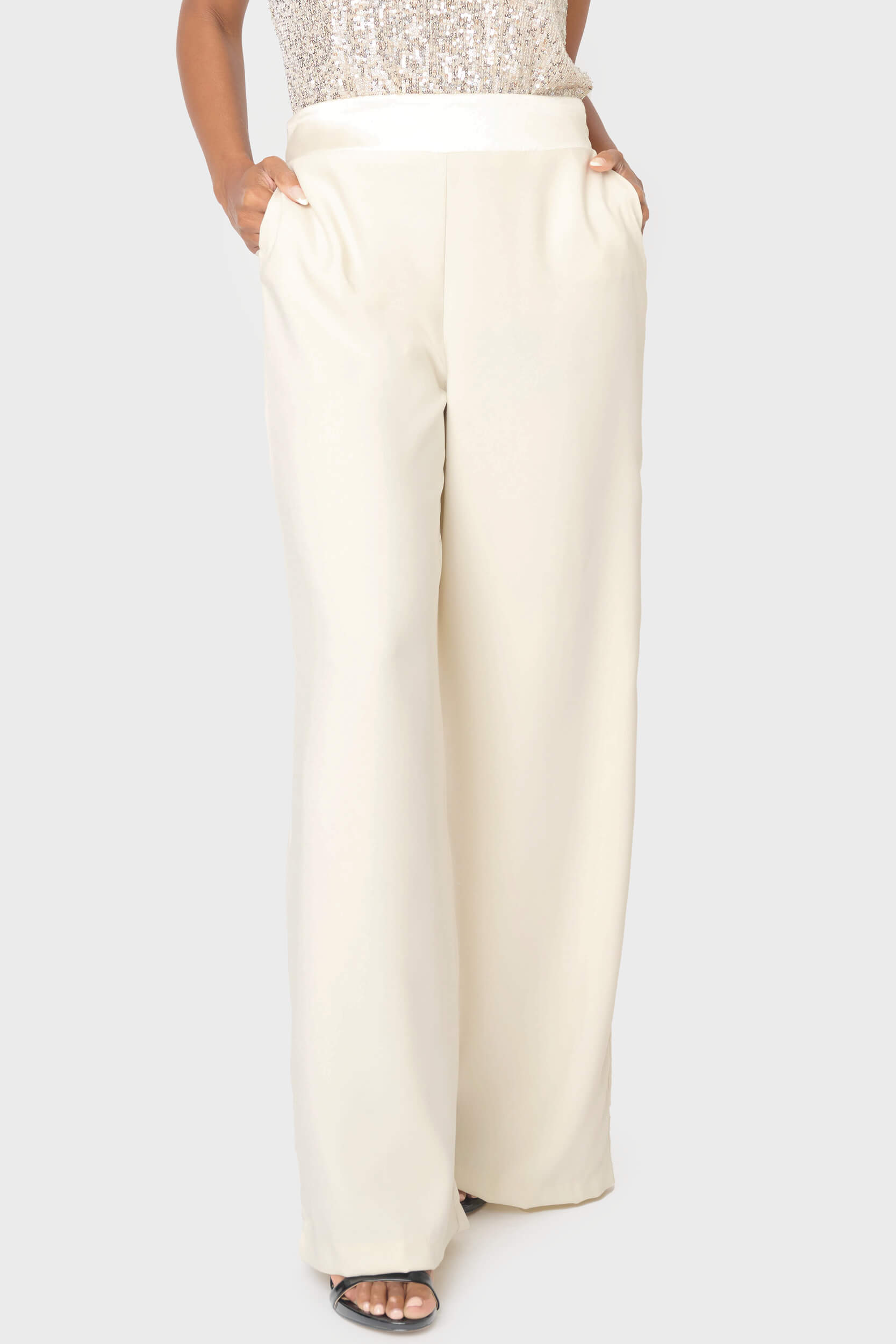 Solstice Satin Trim Pant in Champagne - 30, PANTS, 354 photo