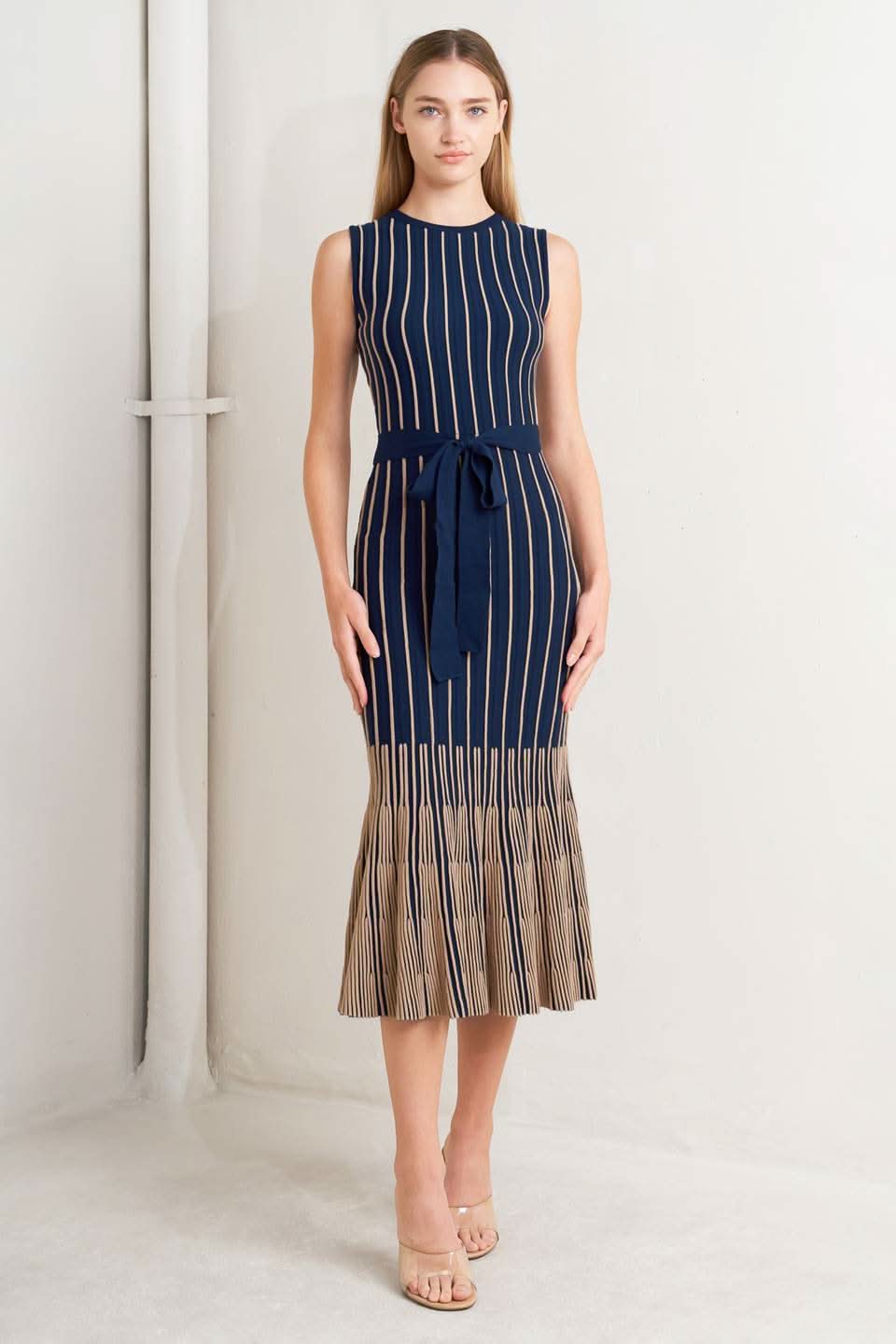 SMOOTH WEIGHTED FEEL KNIT MIDI DRESS in - SWEATERS photo