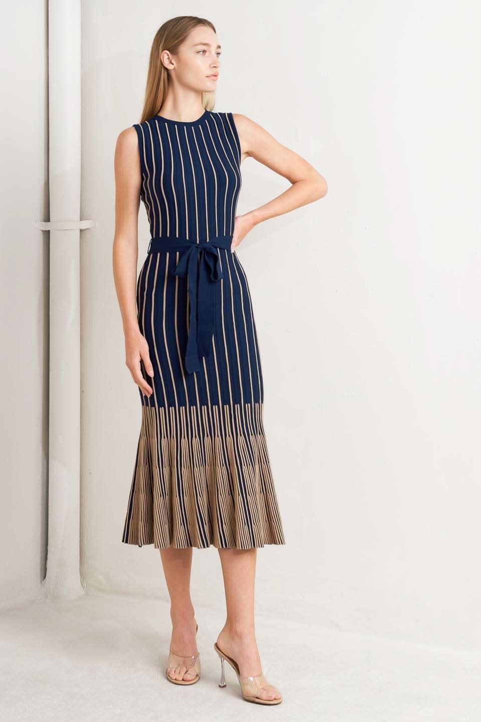 SMOOTH WEIGHTED FEEL KNIT MIDI DRESS in - SWEATERS photo
