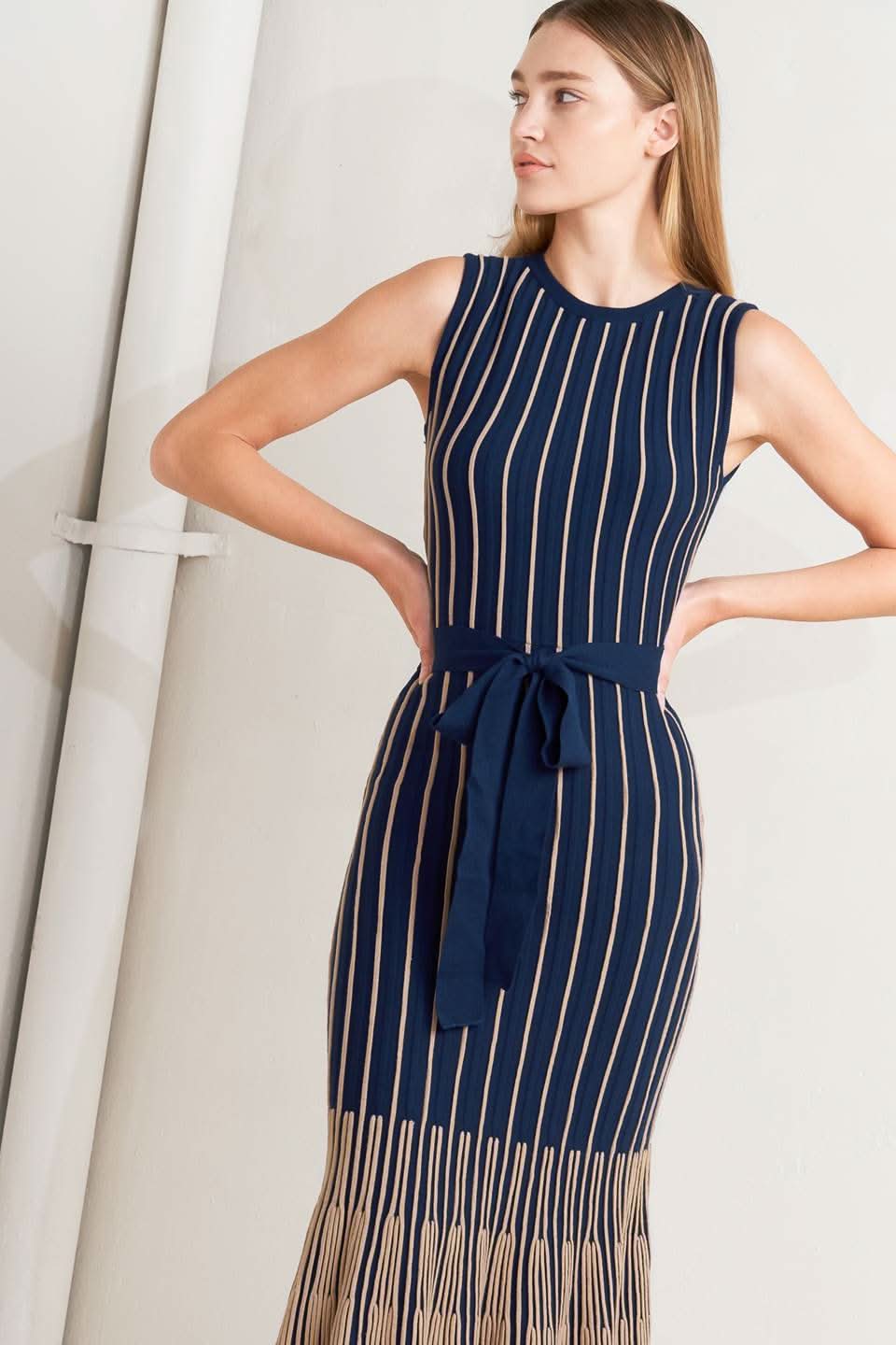 SMOOTH WEIGHTED FEEL KNIT MIDI DRESS in - SWEATERS photo