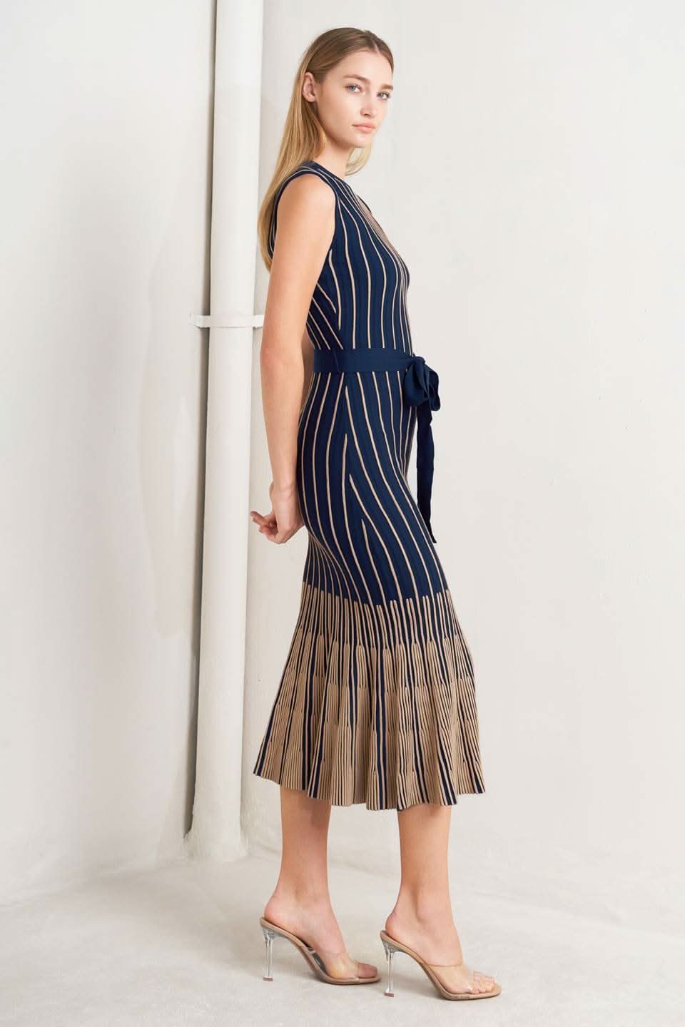 SMOOTH WEIGHTED FEEL KNIT MIDI DRESS in - SWEATERS photo
