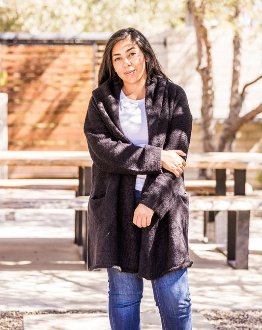 Black Baby Alpaca Cloud Cardigan in - photo