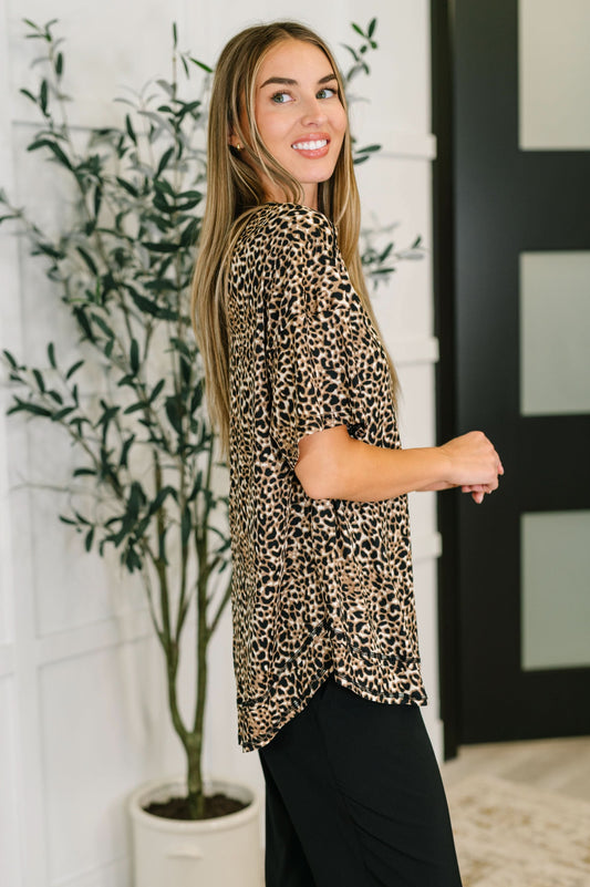 Feline Fine Ribbed Knit Relaxed Tee in Mocha in - Womens photo