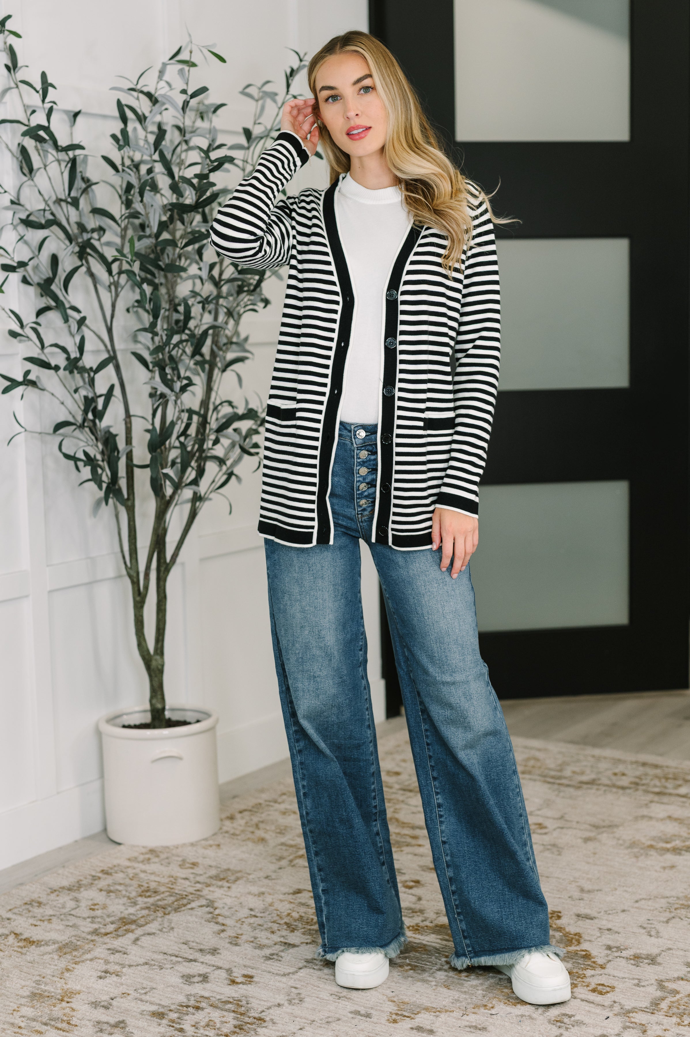 Finagle Your Way Striped Cardigan in - Womens photo