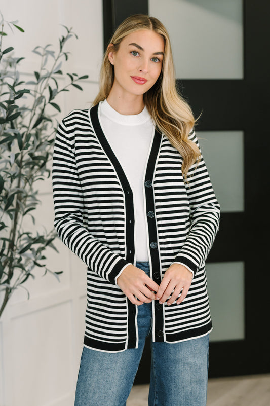 Finagle Your Way Striped Cardigan in - Womens photo