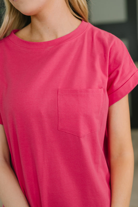 Fix You Right Up Short Sleeve Midi Dress in Hot Pink in - Womens photo