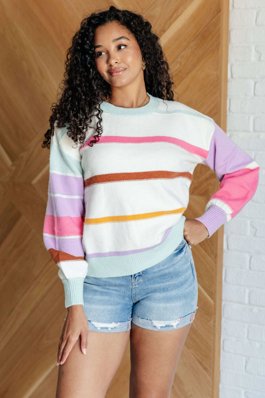 Flawless Features Striped Sweater in - Tops photo