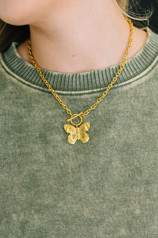 Flutter & Shine Butterfly Pendant Necklace in Gold in - Womens photo