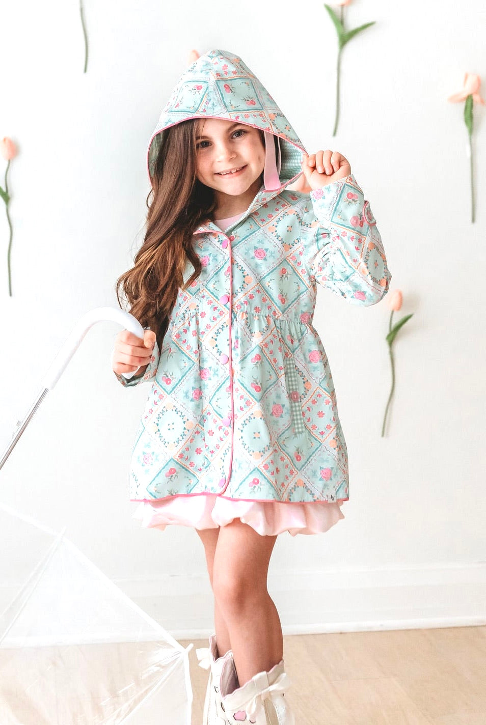 *PREORDER* Petal Patchwork Raincoat in - Coats & Jackets photo