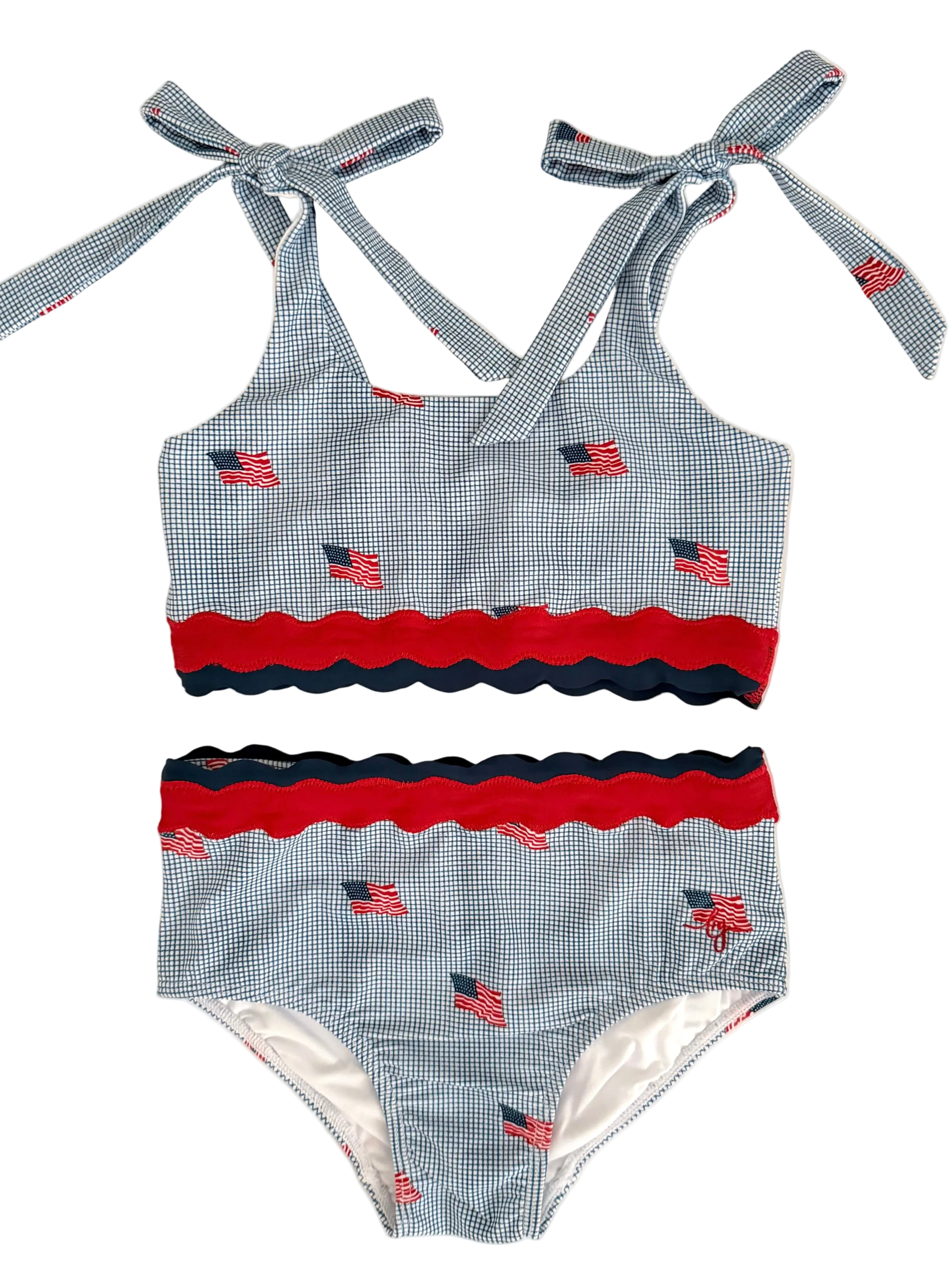Scalloped High Waisted Bikini - Heritage Flag