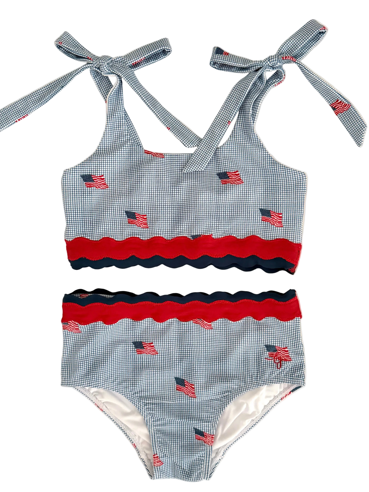 Scalloped High Waisted Bikini - Heritage Flag