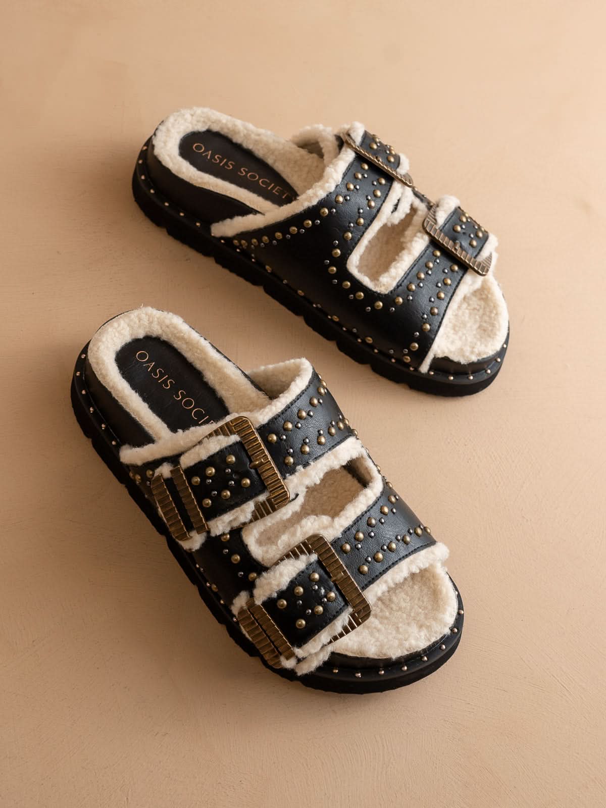 The Gaylen | Black Fleece Lined Slipper Slide in Black - SANDALS photo