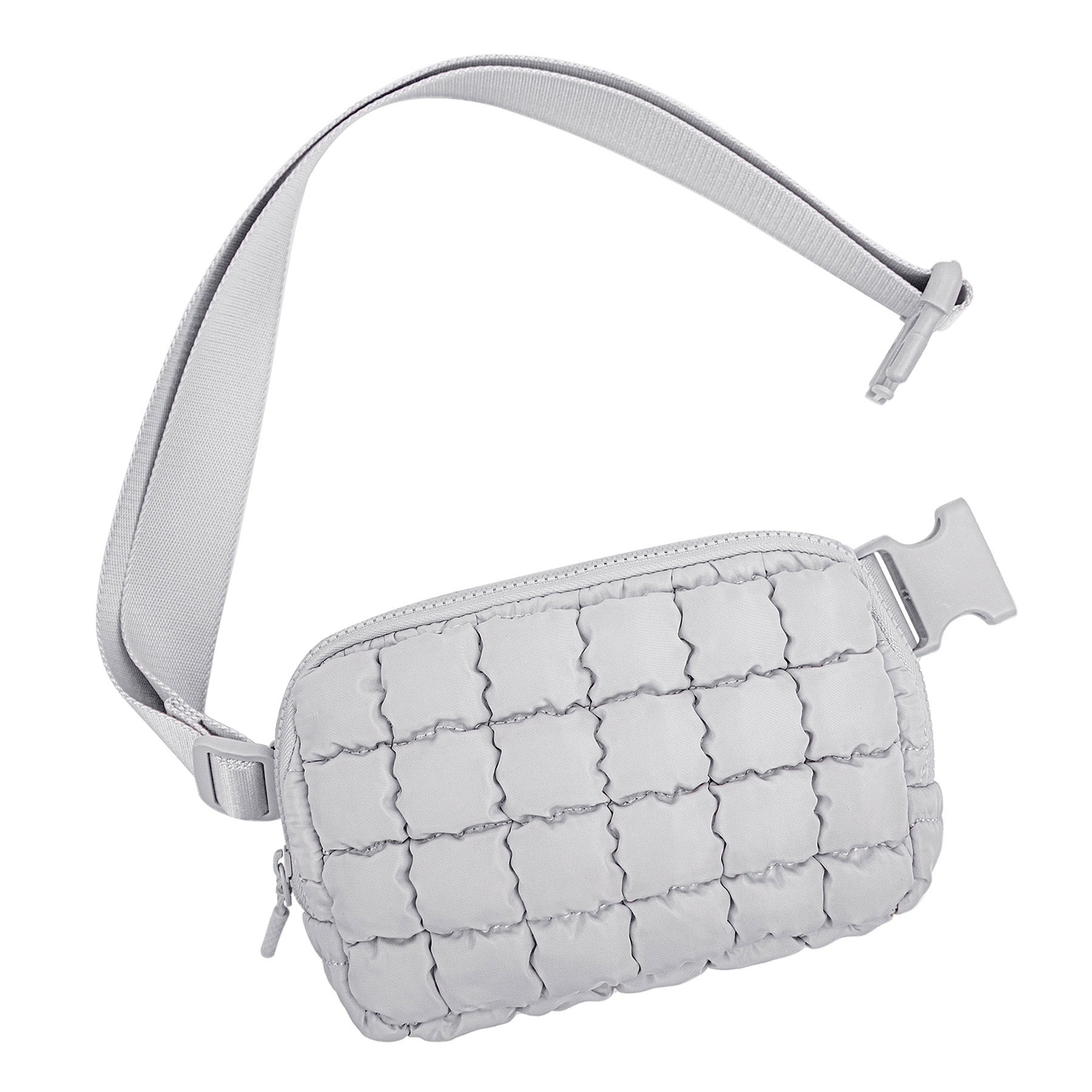 Evyn Quilted Puffer Sling Crossbody Belt Bum Fanny Waist Bag in Gray - photo