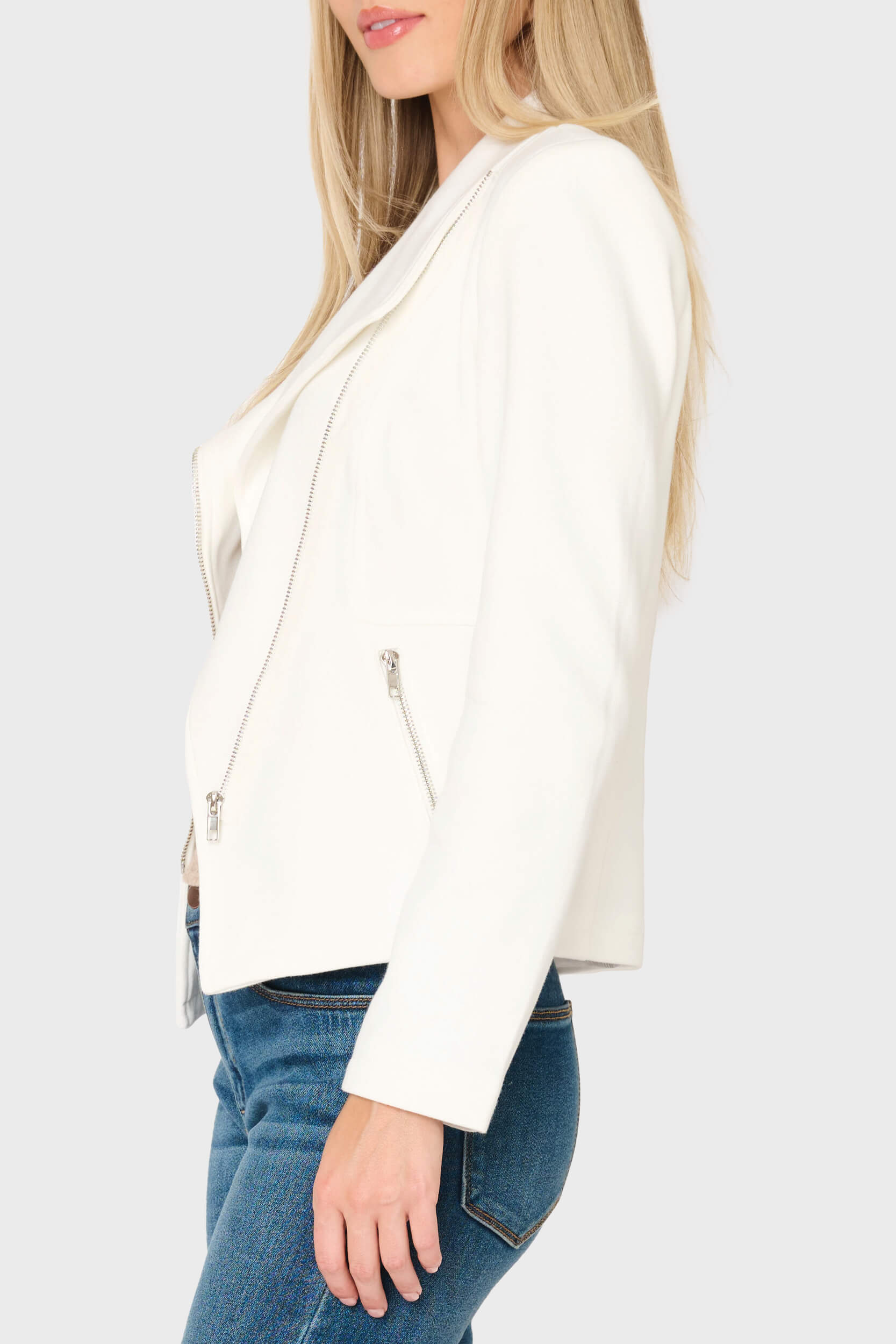 Stretch Knit Moto Jacket in - 20, JACKETS, 201, SALE photo