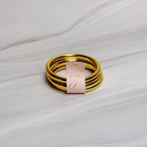 Golden Stack Luxe Bangle Set – Sleek Polished Gold-Tone Arm Candy in Classic Stacking Style in - Jewelry photo