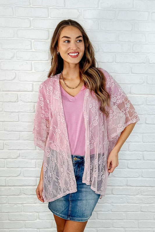 Good Days Ahead Lace Kimono In Mauve in - Layers photo