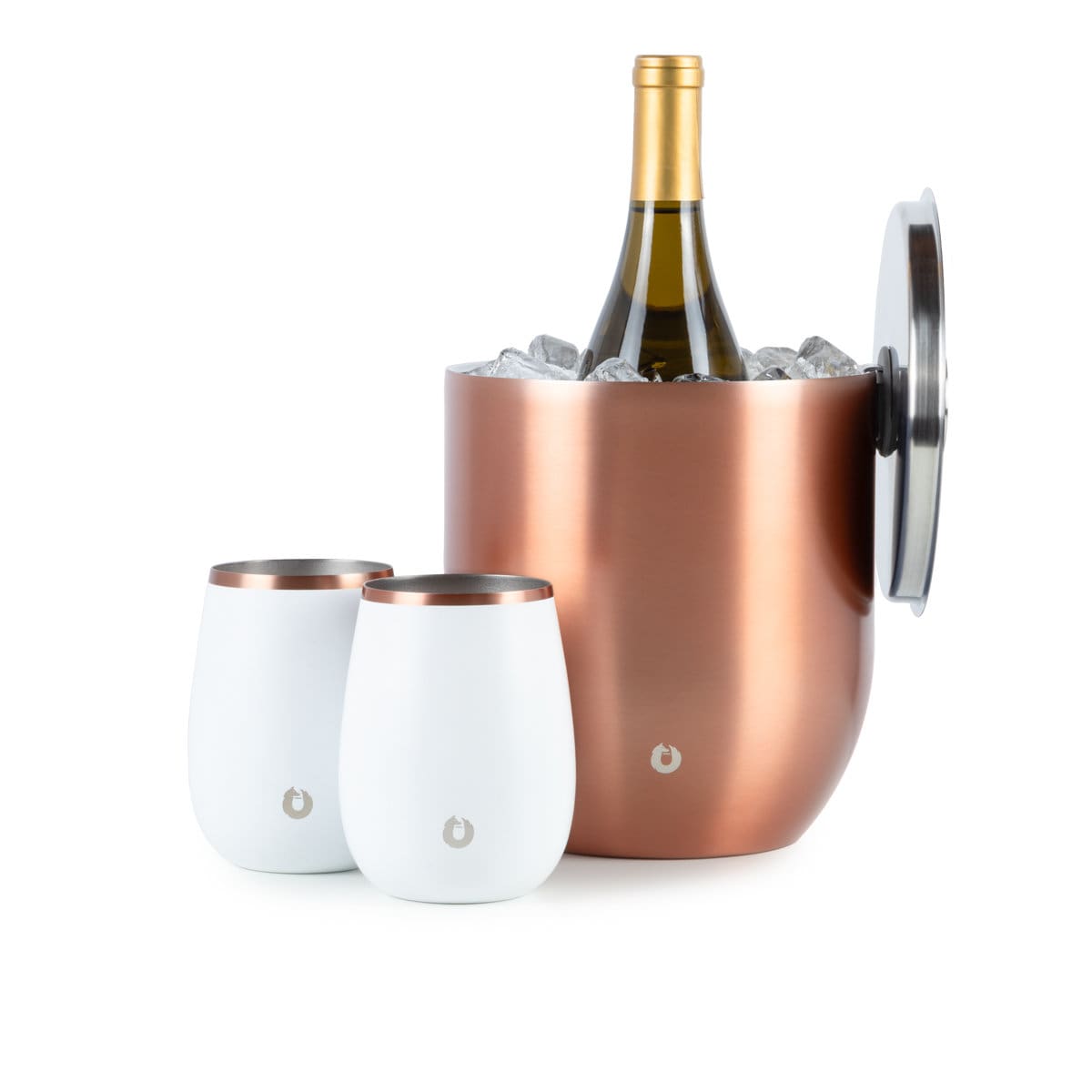 Stainless Steel Ice Bucket with Grand Pinot Wine Set, Gold and White in Gold - photo