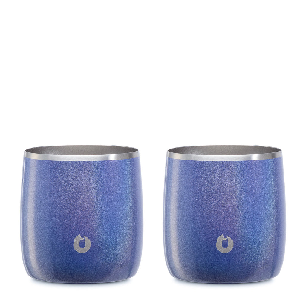 Stainless Steel Rocks Glass, Set of 2 - Shimmer Blue in - Drinkware photo