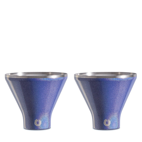 Snowfox Stainless Steel Martini Glass, Set of 2 - Shimmer Blue in - Barware photo