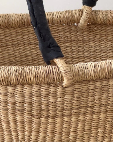 Handwoven Oval Market Basket with Leather Handles in - Baskets photo