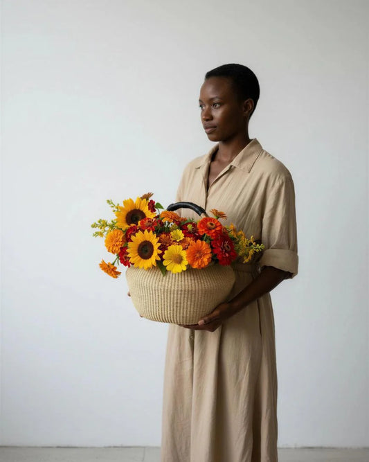 Handwoven Ghana Kettle Basket with Handle in - Baskets photo
