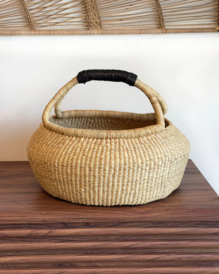 Handwoven Ghana Kettle Basket with Handle in - Baskets photo