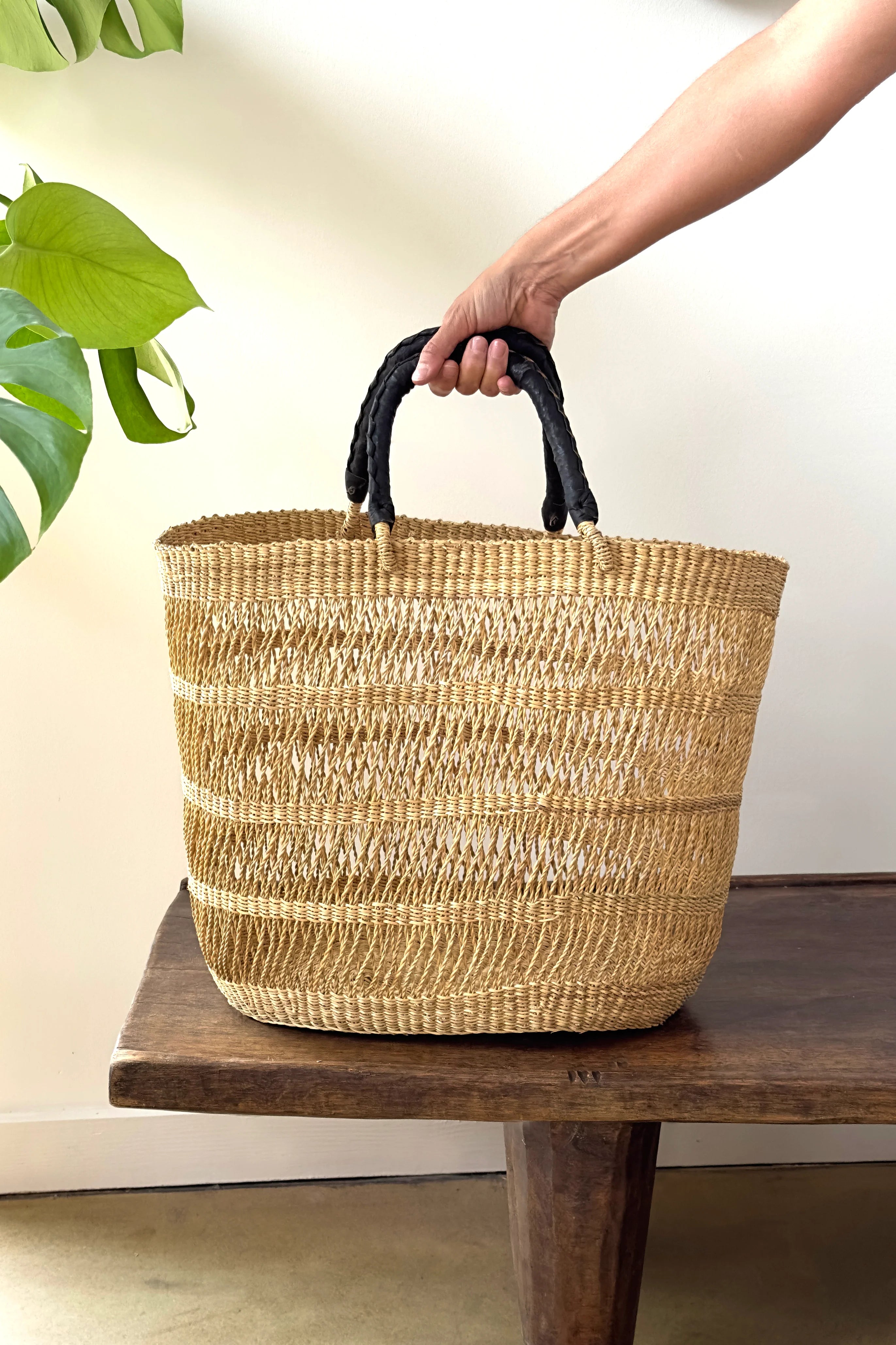 Handwoven African Market Tote Bag – Natural -