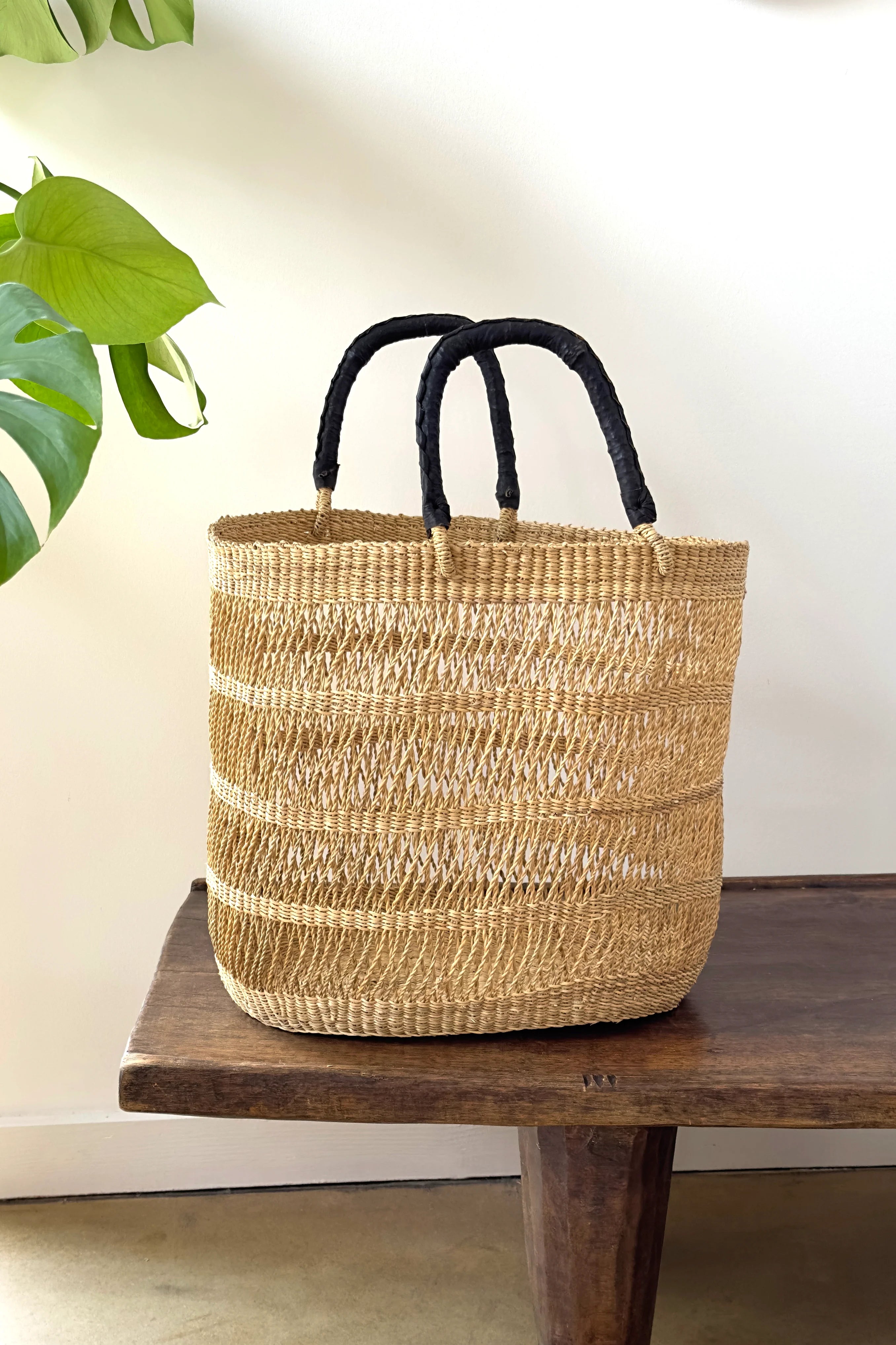Handwoven African Market Tote Bag – Natural -