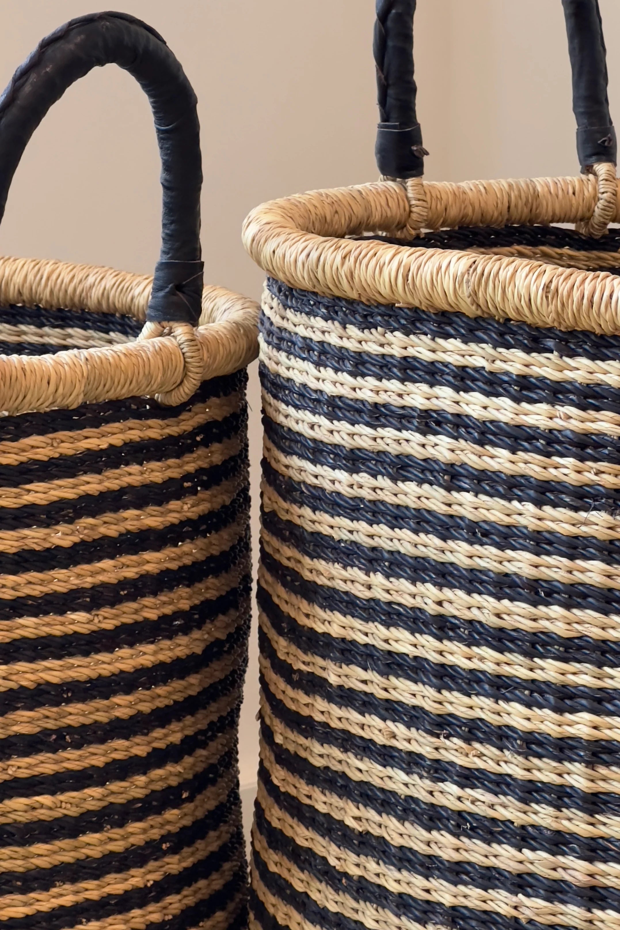 Handwoven African Storage & Laundry Hampers – Black Stripes in - Baskets photo
