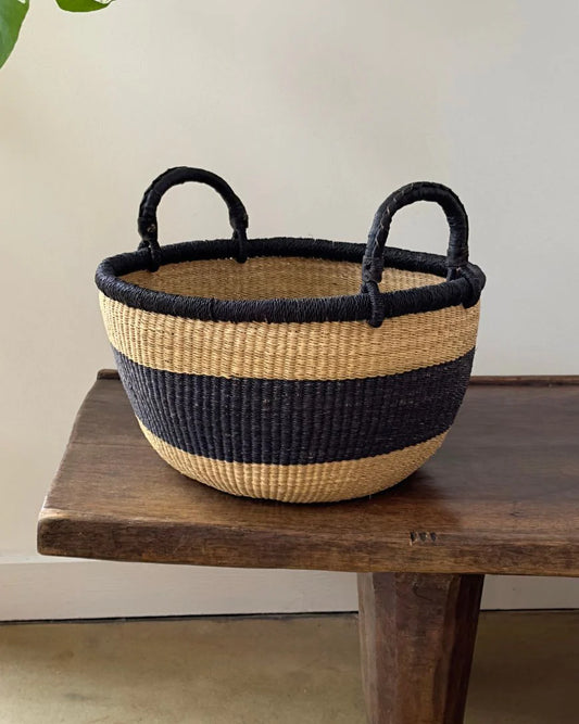 Handwoven African Catch-All Basket – Natural with Black in Default Title - Baskets photo