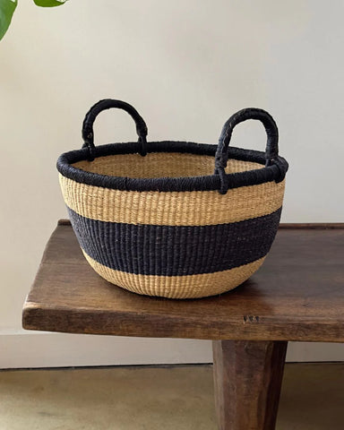 Handwoven African Catch-All Basket – Natural with Black in Default Title - Baskets photo