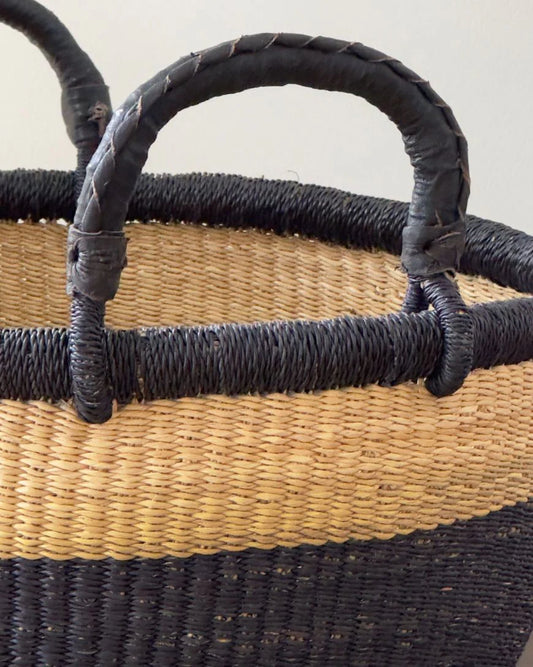 Handwoven African Catch-All Basket – Natural with Black in - Baskets photo