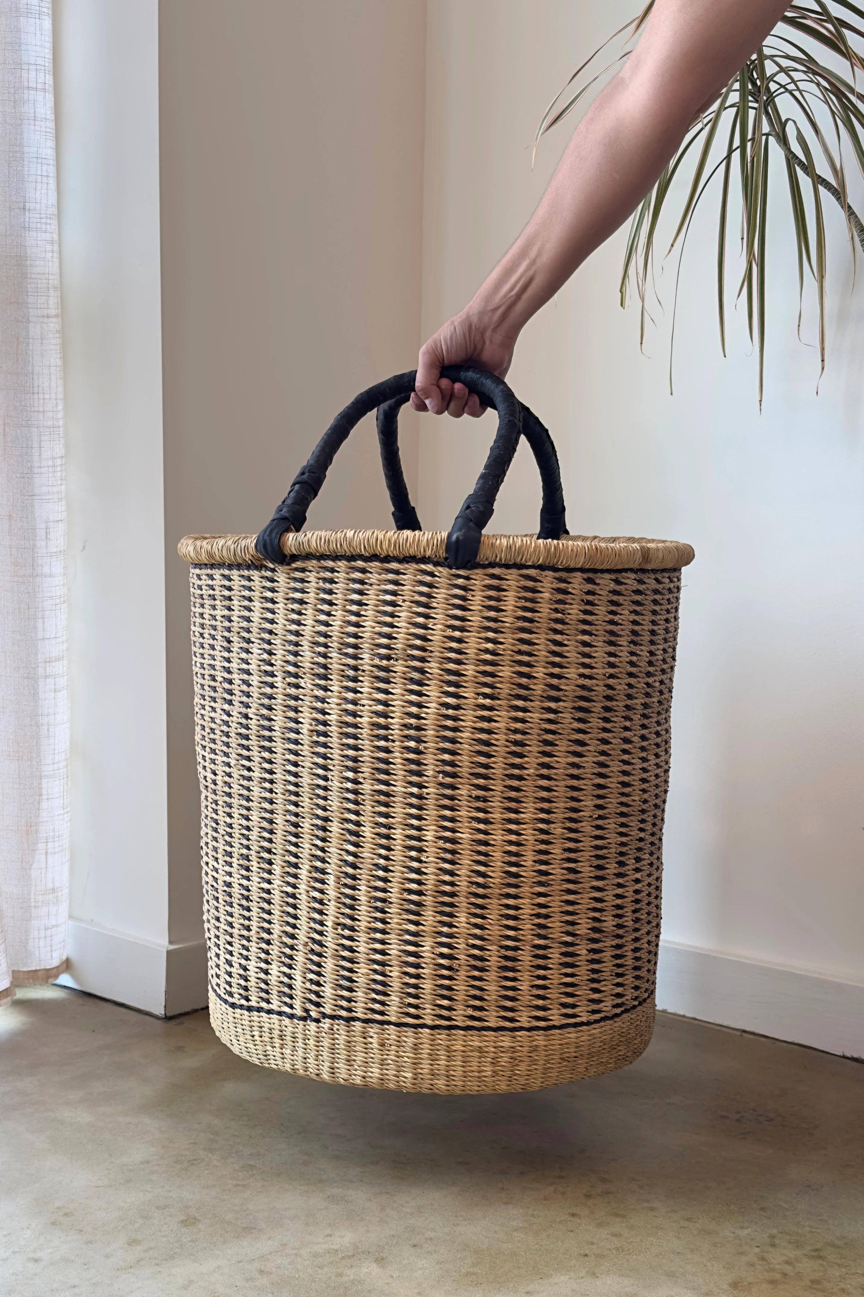 Large Handwoven Storage & Laundry Hamper – Vertical Stripe in - Baskets photo