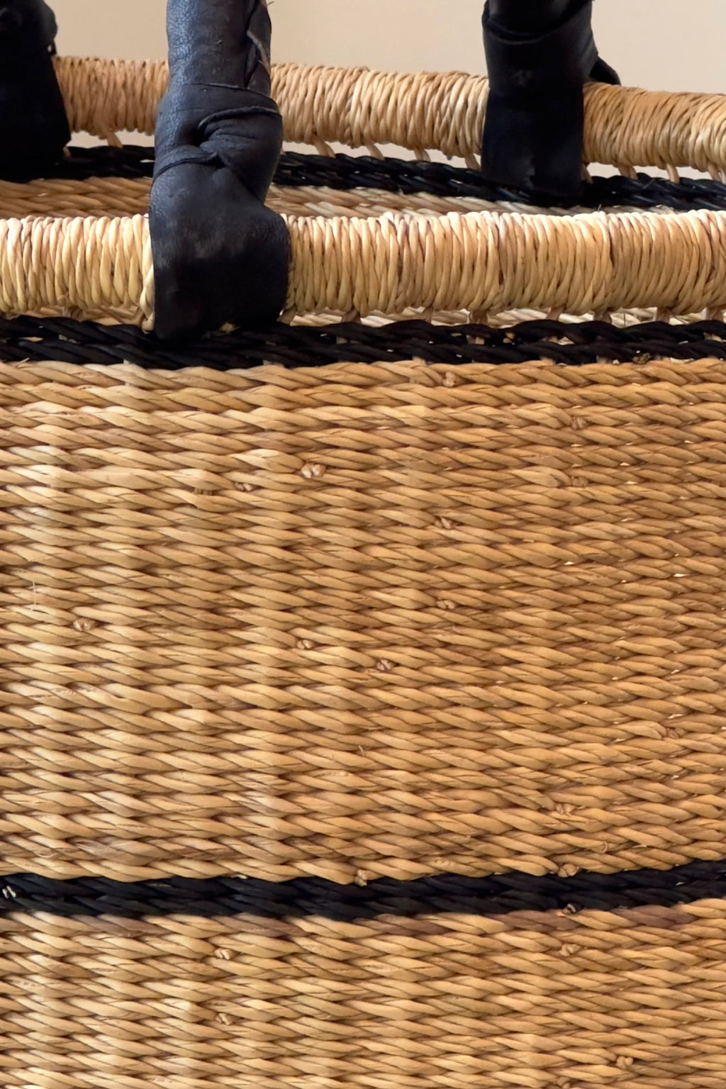 Large Handwoven Storage & Laundry Hamper – Black Stripe in - Baskets photo