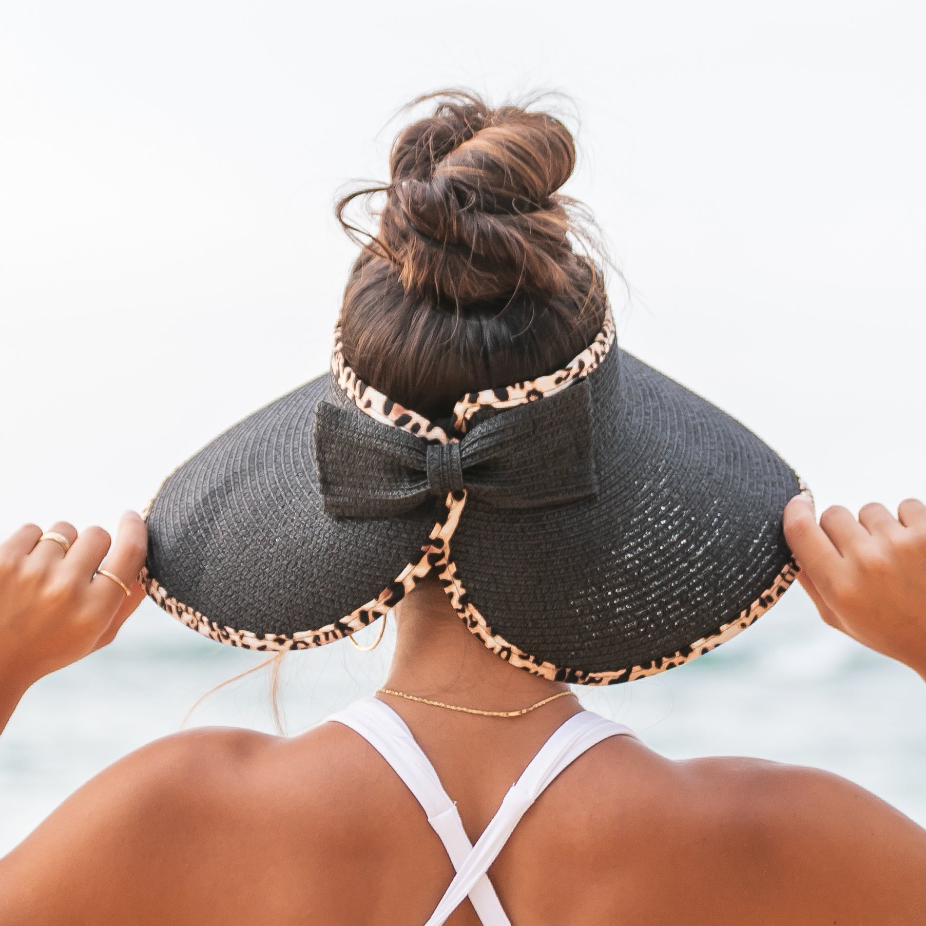Leopard Trim Foldable Bow Visors in - Sun Visor photo