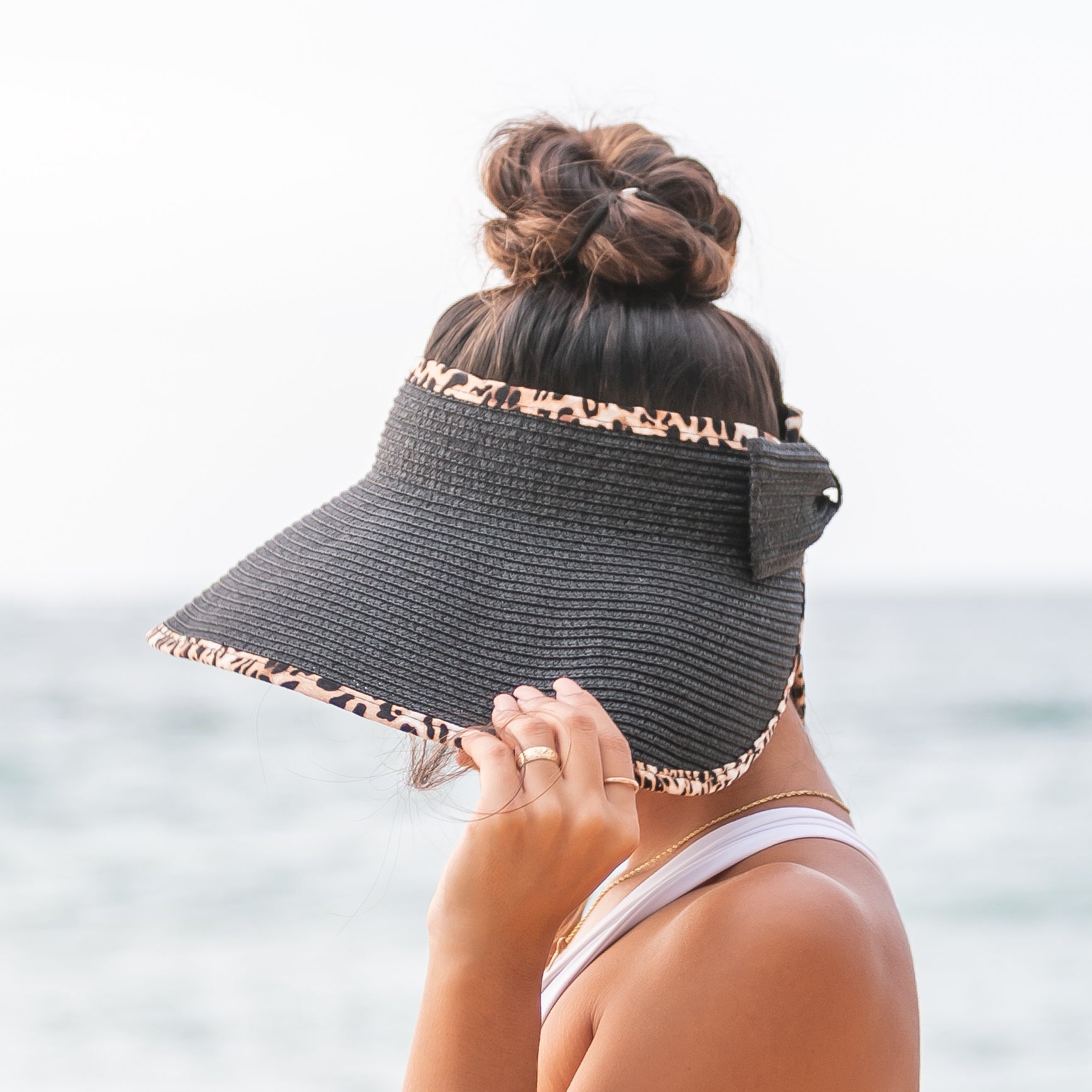 Leopard Trim Foldable Bow Visors in - Sun Visor photo