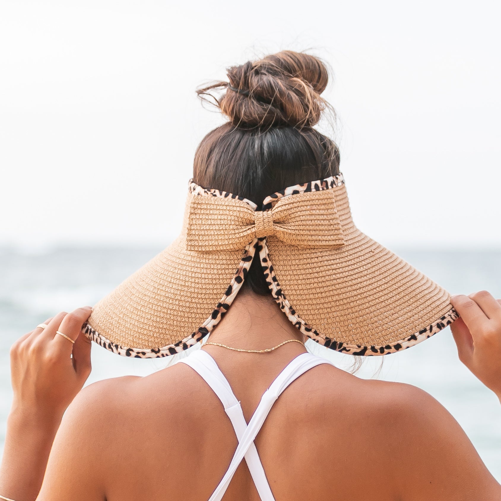Leopard Trim Foldable Bow Visors in - Sun Visor photo