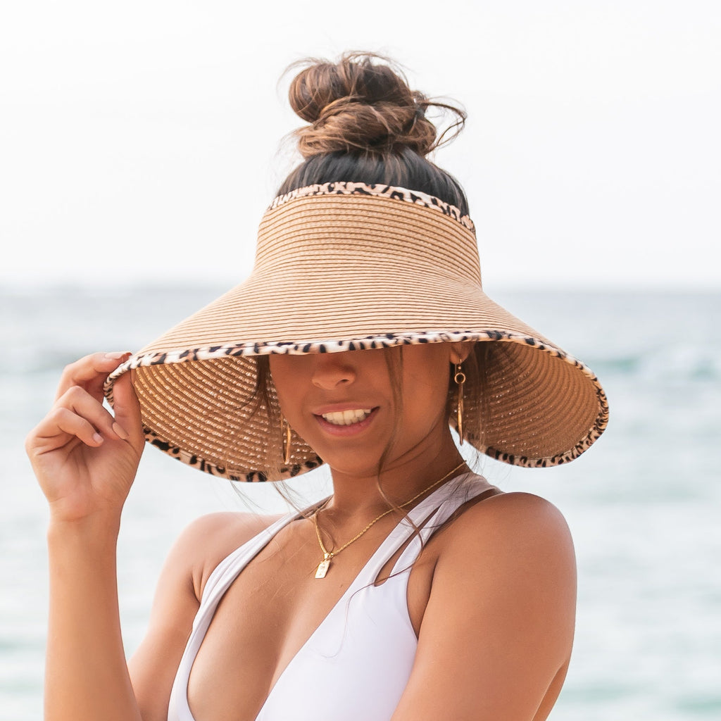 Leopard Trim Foldable Bow Visors in - Sun Visor photo