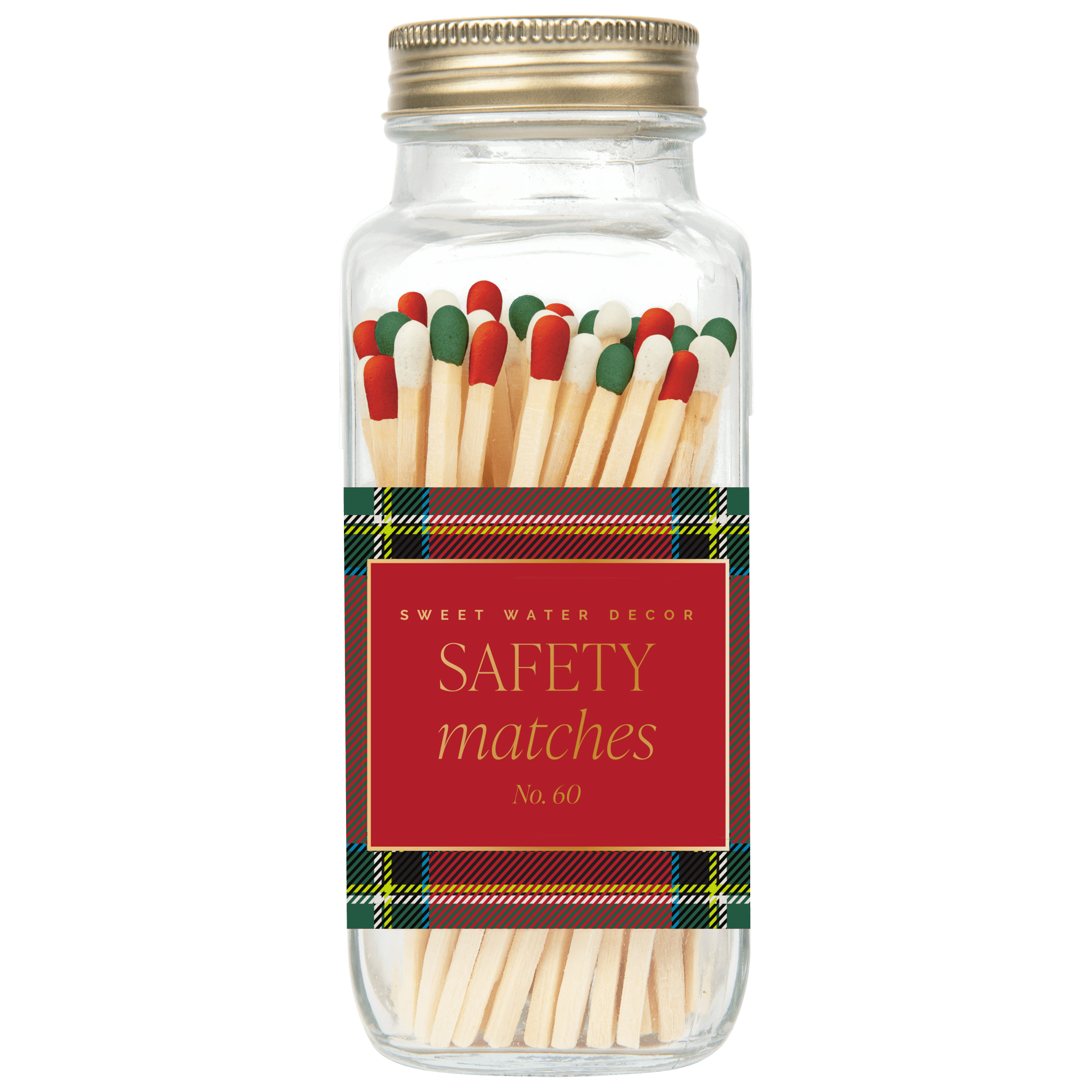 Holiday Red, Green, White Tip Safety Matches - 60 Count, 3.75"