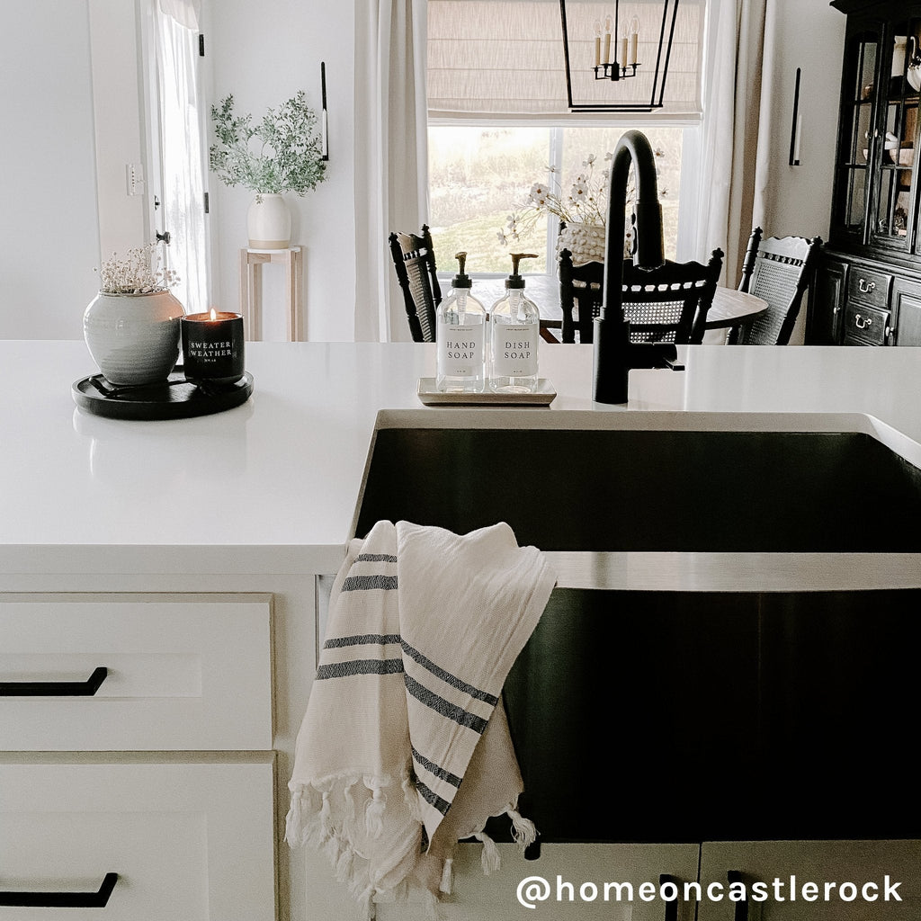 Haley Turkish Cotton + Bamboo Hand Towel - Two Stripe - SwagglyLife Home & Fashion