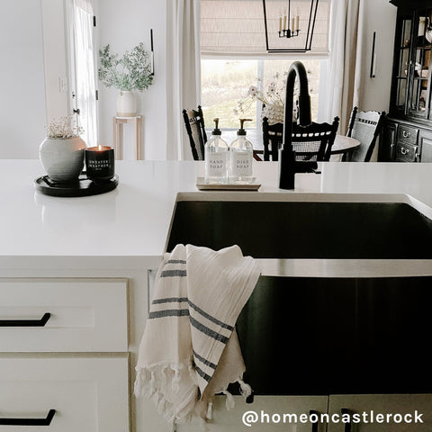 Haley Turkish Cotton + Bamboo Hand Towel - Two Stripe - SwagglyLife Home & Fashion