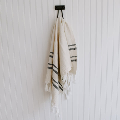 Haley Turkish Cotton + Bamboo Hand Towel - Two Stripe - SwagglyLife Home & Fashion