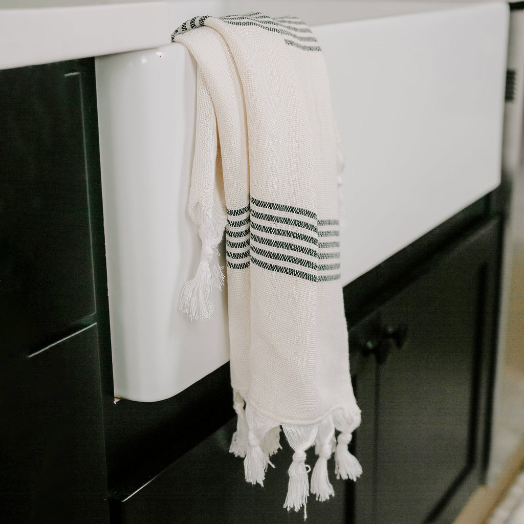 Turkish Cotton + Bamboo Hand Towel - Multi Stripes - SwagglyLife Home & Fashion