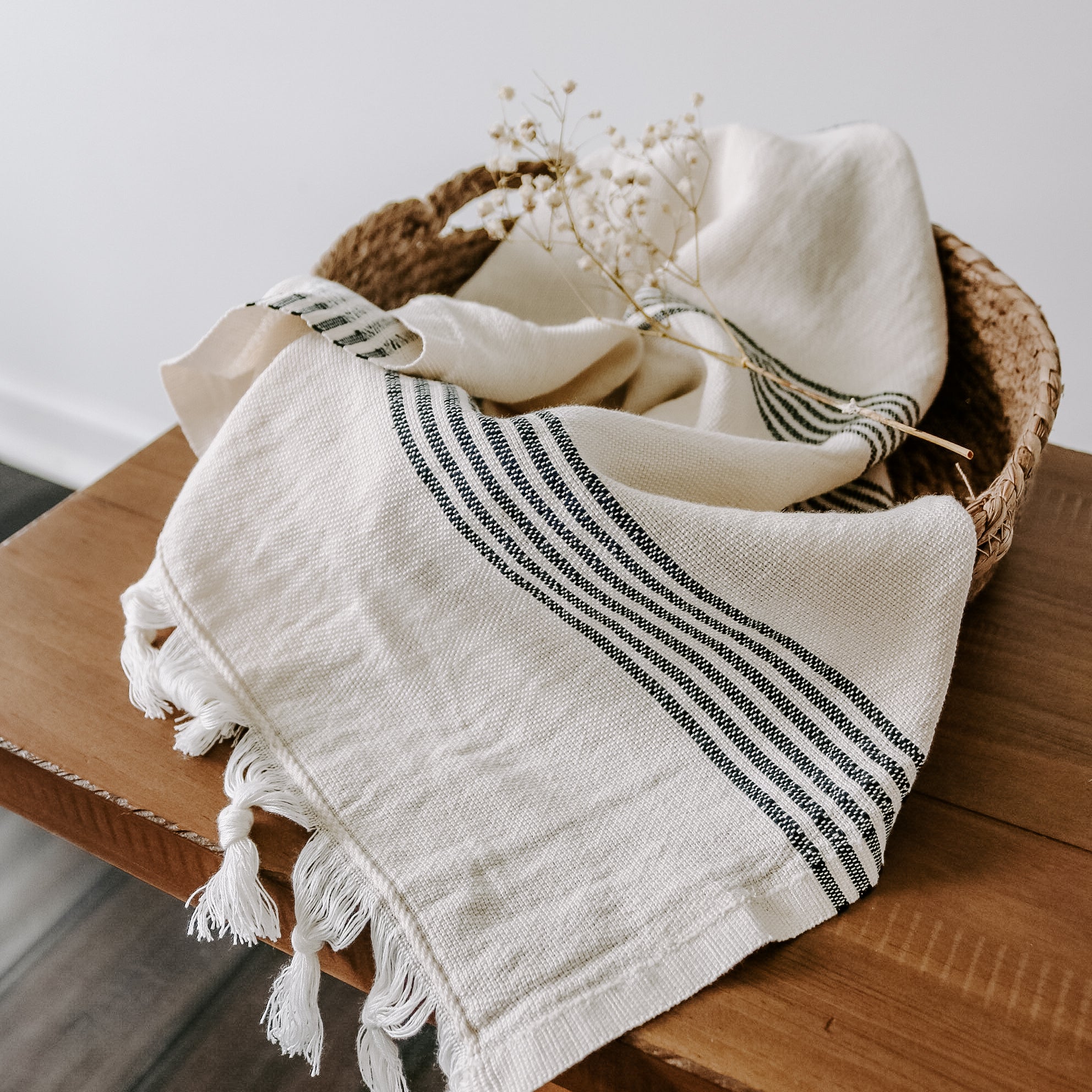Turkish Cotton + Bamboo Hand Towel - Multi Stripes - SwagglyLife Home & Fashion