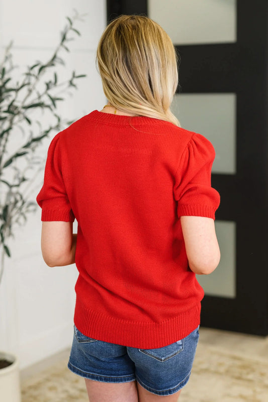 Hand Over Heart Graphic Knit Top in Red in - Womens photo